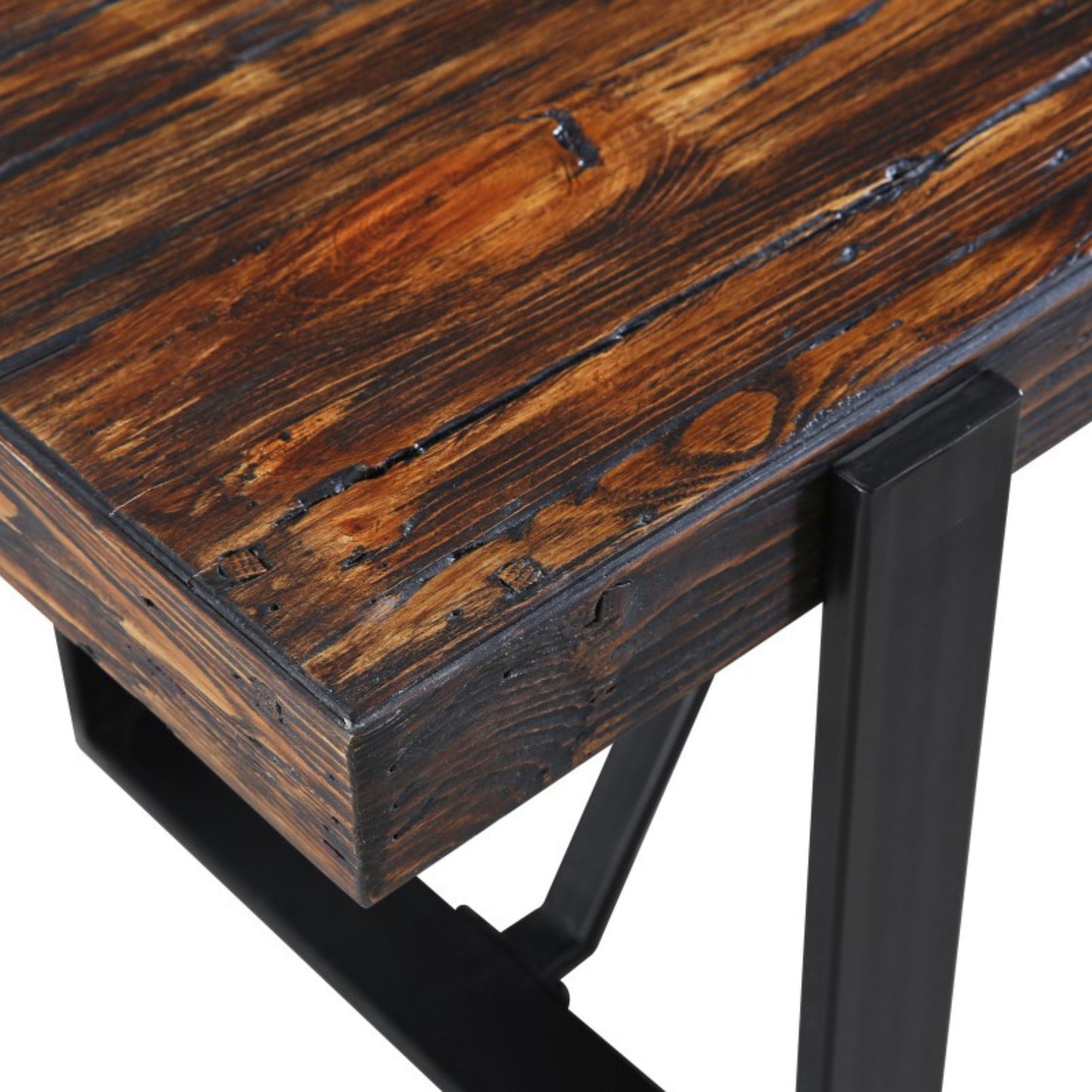 Rustica 240cm Dining Table with Metal Leg Pine Wood Top Black