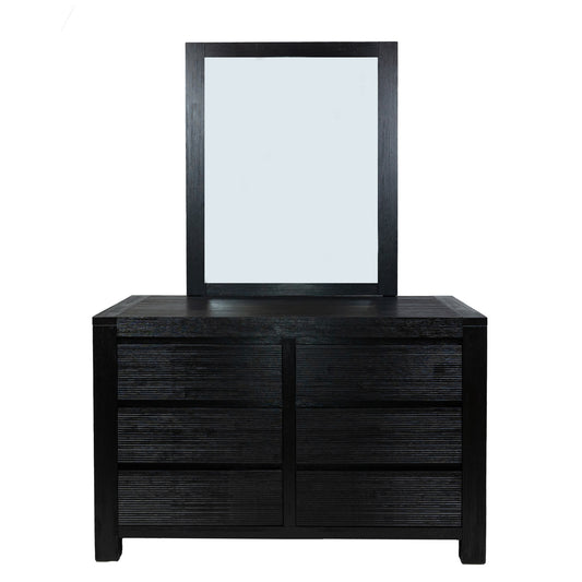 Tofino Dresser Mirror 6 Chest of Drawers Bedroom Storage Cabinet - Black