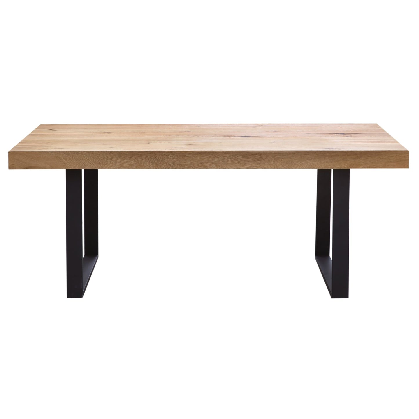 Ethan 3pc 190cm Dining Table 150cm Bench Veneer Solid Oak Top Metal Leg Natural