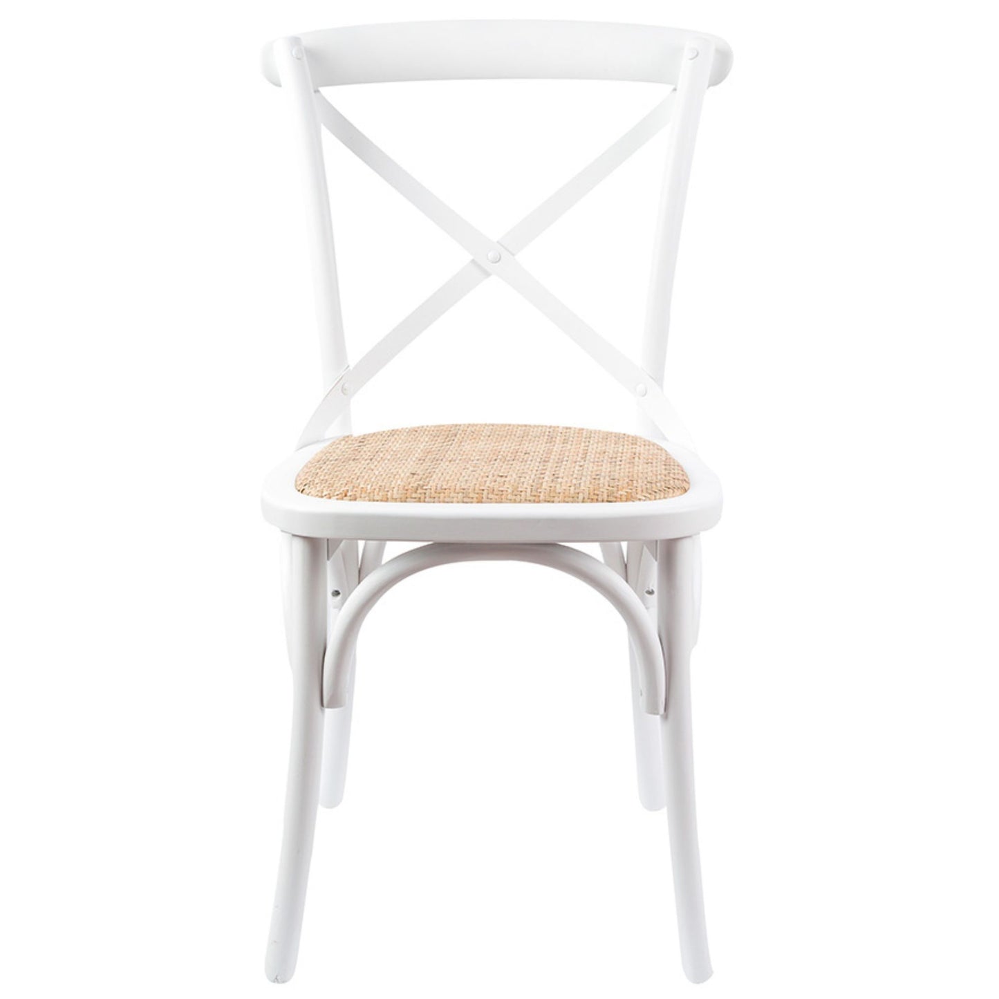 Aster Crossback Dining Chair Set of 2 Solid Birch Timber Wood Ratan Seat - White