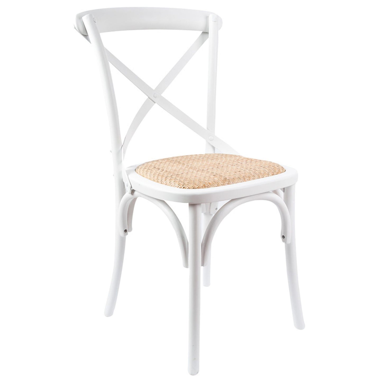 Aster Crossback Dining Chair Set of 4 Solid Birch Timber Wood Ratan Seat - White