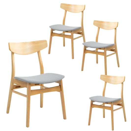 Cusco 4pc Set Dining Chair Fabric Seat Scandinavian Style Solid Rubberwood