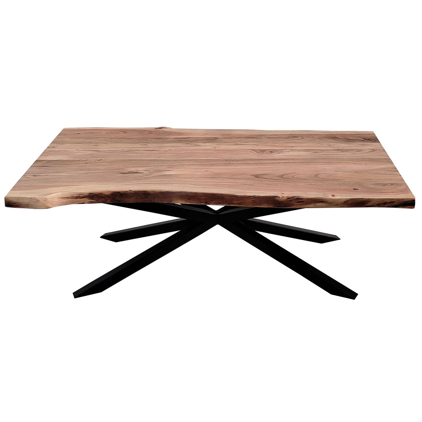 Lantana Coffee Table 130cm Live Edge Solid Acacia Timber Wood Metal Leg -Natural