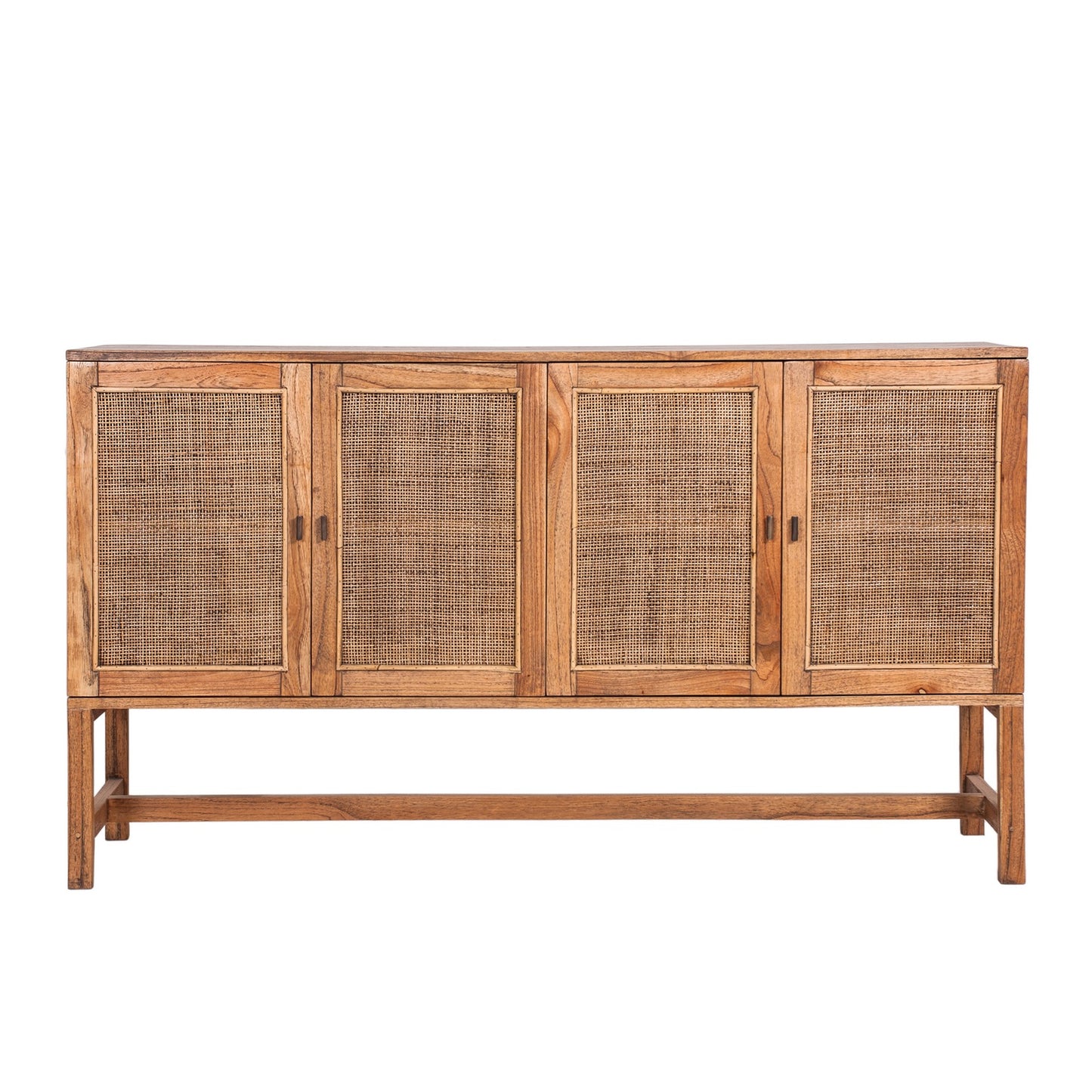 Jasmine Sideboard Buffet Table 160cm 4 Door Mindi Wood Rattan - Brown