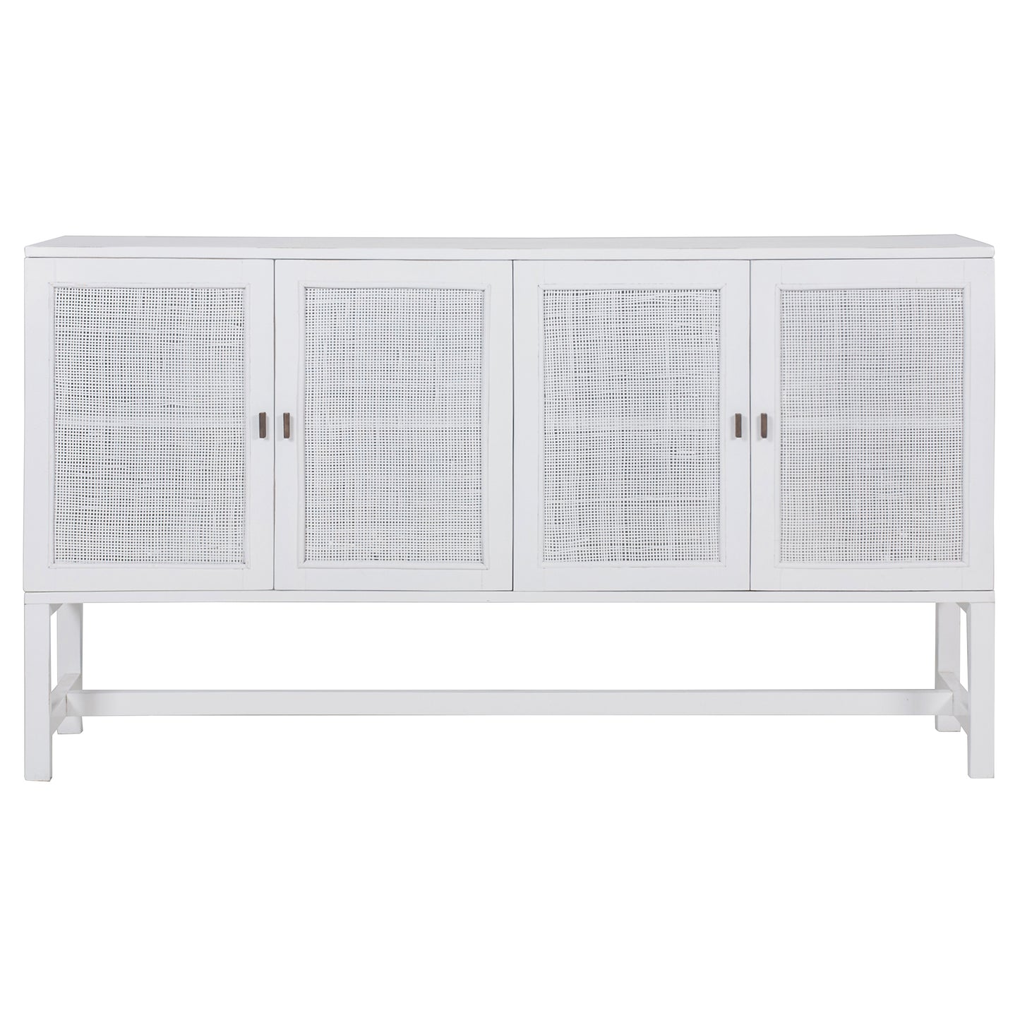 Jasmine Sideboard Buffet Table 160cm 4 Door Mindi Wood Rattan - White