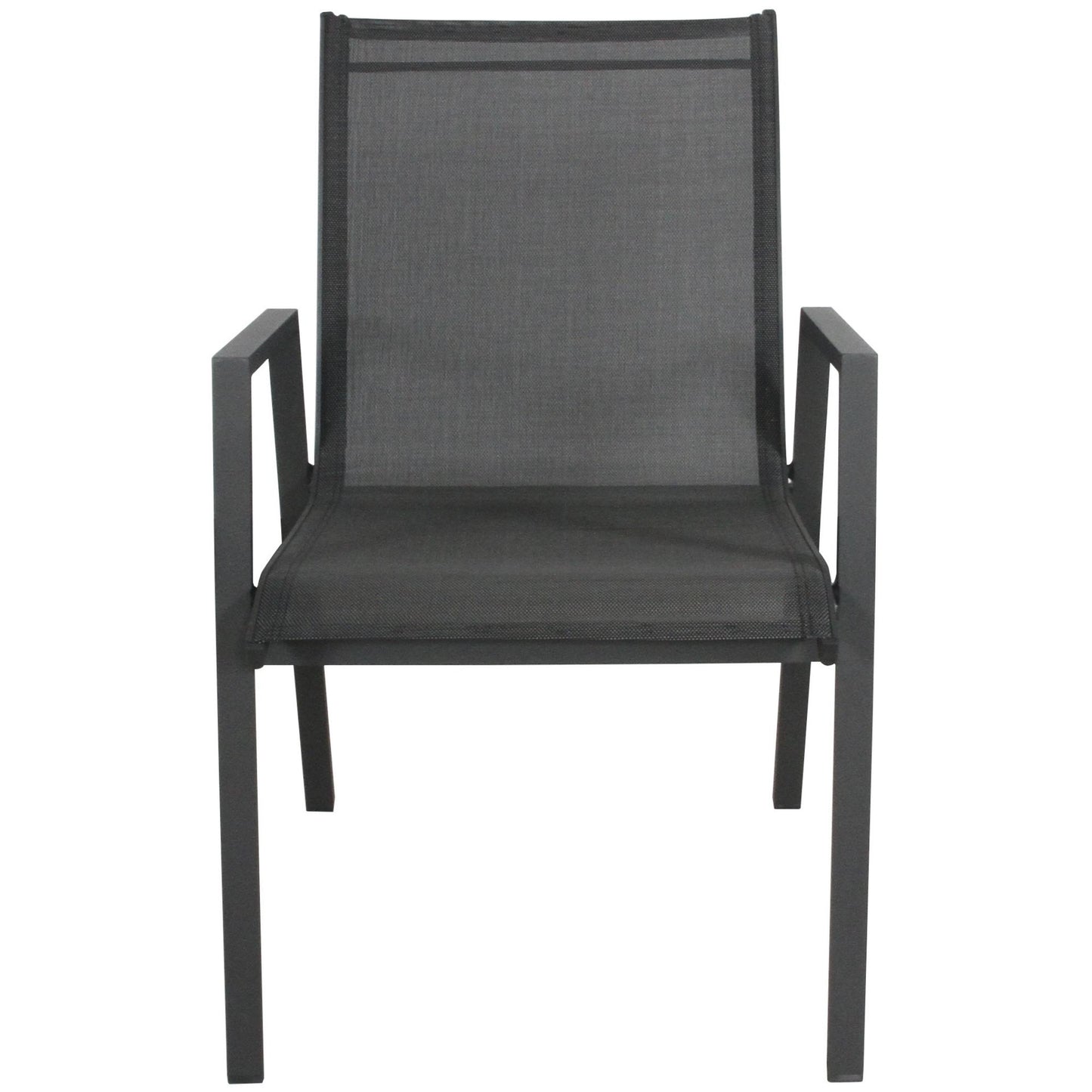 Iberia 2pc Set Aluminium Outdoor Dining Table Chair Charcoal