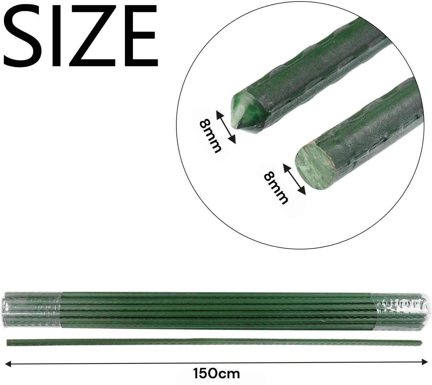 10x 8mm Garden Plant Stakes 150cm Steel Plant Stick Support Stakes Growing Climbing Plants