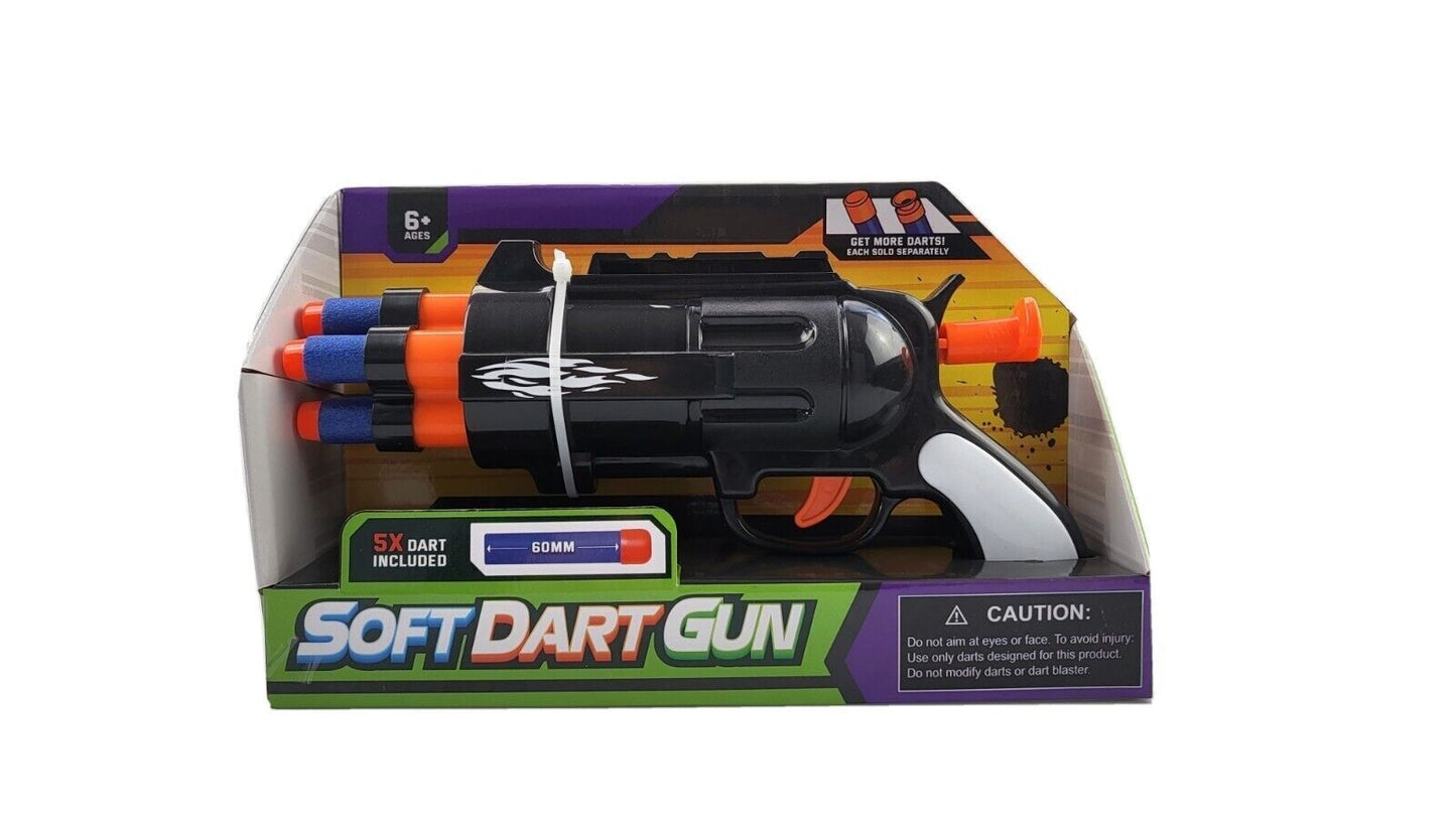 Soft Dart Black Gun for Children (Includes 5 Soft Darts) 6+