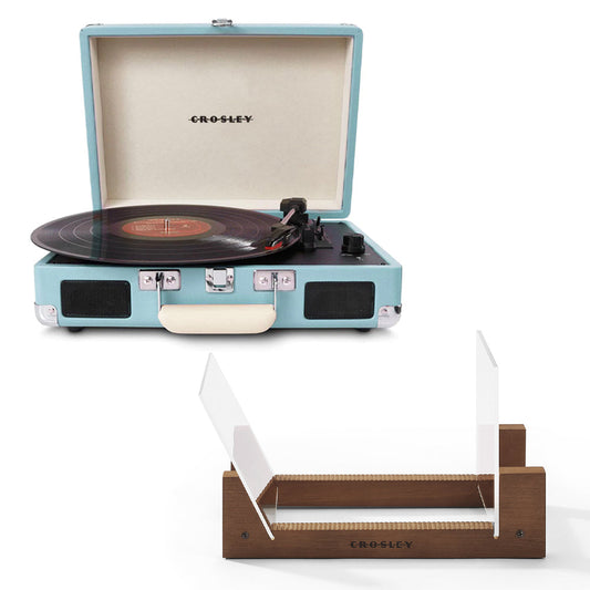 Crosley Cruiser Bluetooth Portable Turntable - Turquoise + Bundled Crosley Record Storage Display Stand