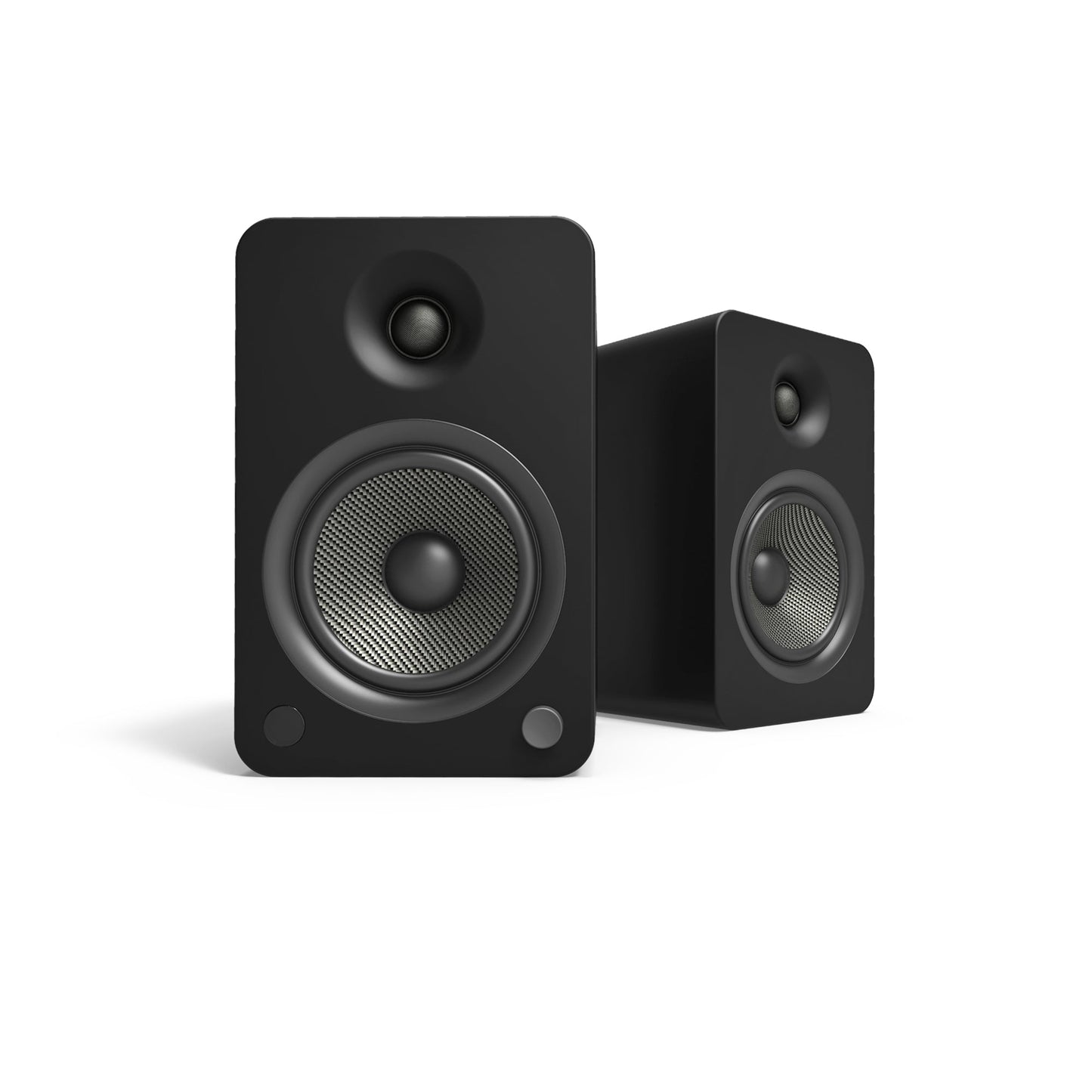 Kanto YU6 200W Powered Bookshelf Speakers with Bluetooth and Phono Preamp - Pair, Matte Black with S6 Black Stand Bundle