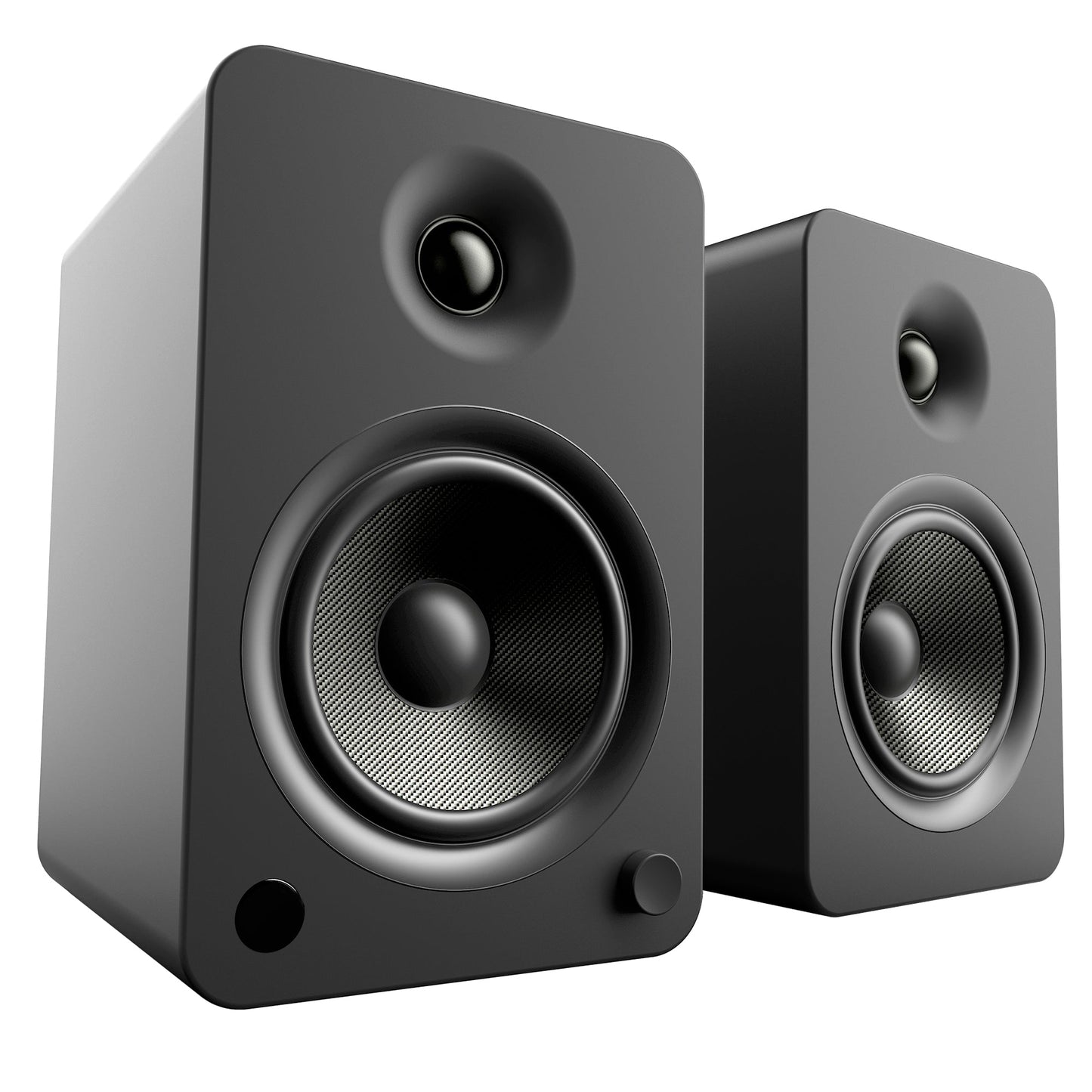 Kanto YU6 200W Powered Bookshelf Speakers with Bluetooth and Phono Preamp - Pair, Matte Black with S6 Black Stand Bundle