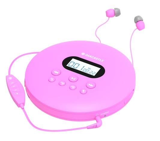 Majority Oakcastle CD100 Bluetooth Portable CD Player - Pink