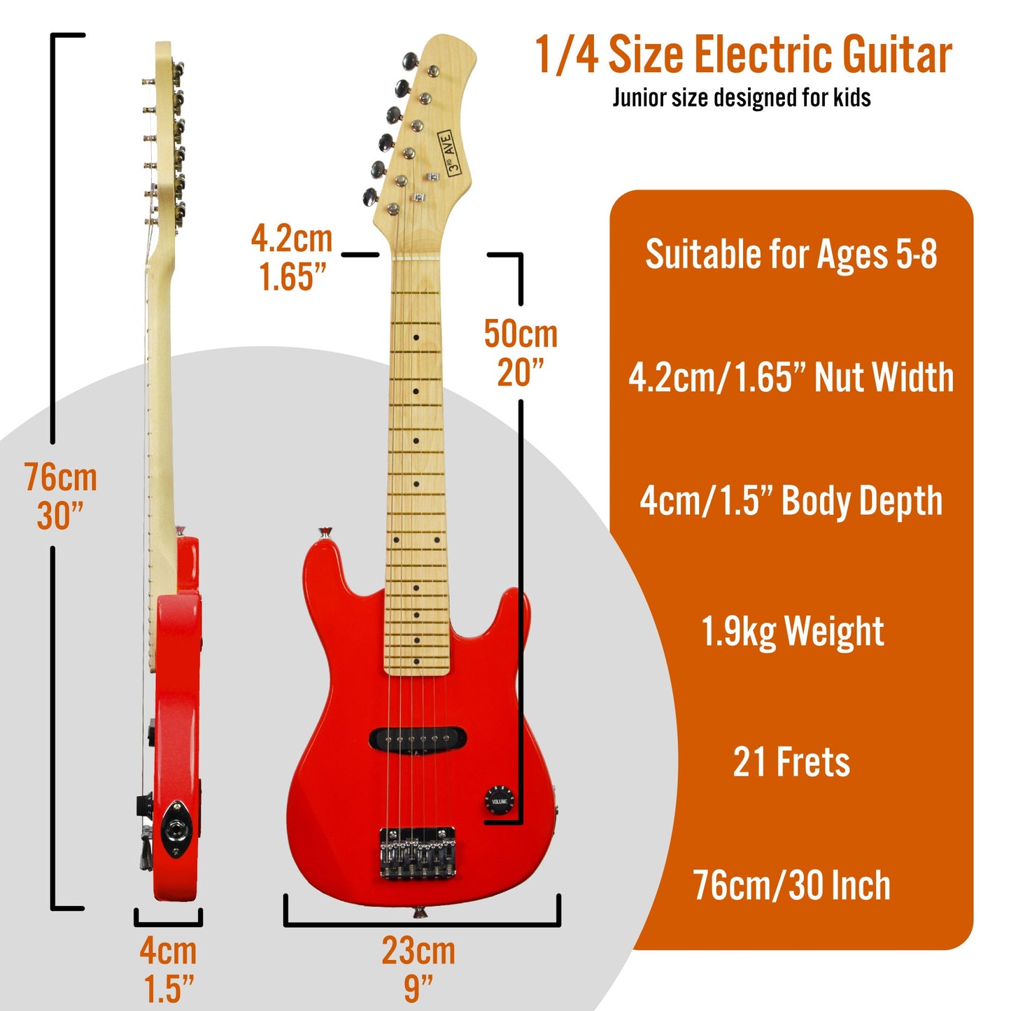 3rd Avenue Junior Electric Guitar Pack - Red