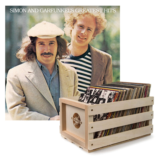 Crosley Record Storage Crate Simon & Garfunkel Greatest Hits Vinyl Album Bundle