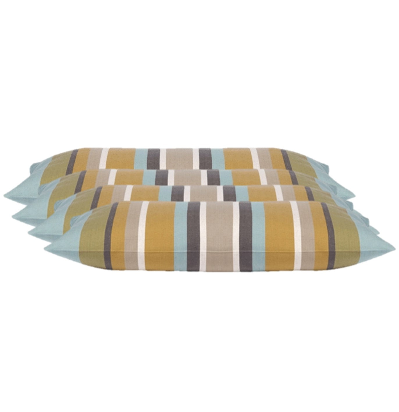 Pack of 4 Corban Aqua Rectangle 35x70cm Striped Multicoloured Cushion Cover Nautical