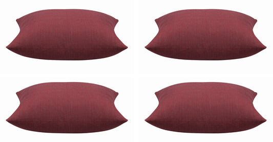 Pack of 4 Elements Deep Red Solid Base Colour Square Cushion Covers