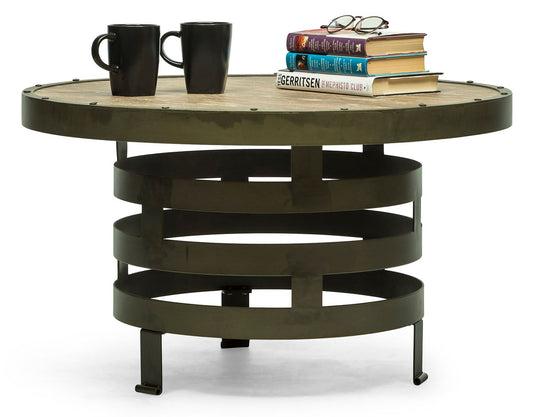 Retro Style Spiral Round Coffee Table with Wood Top