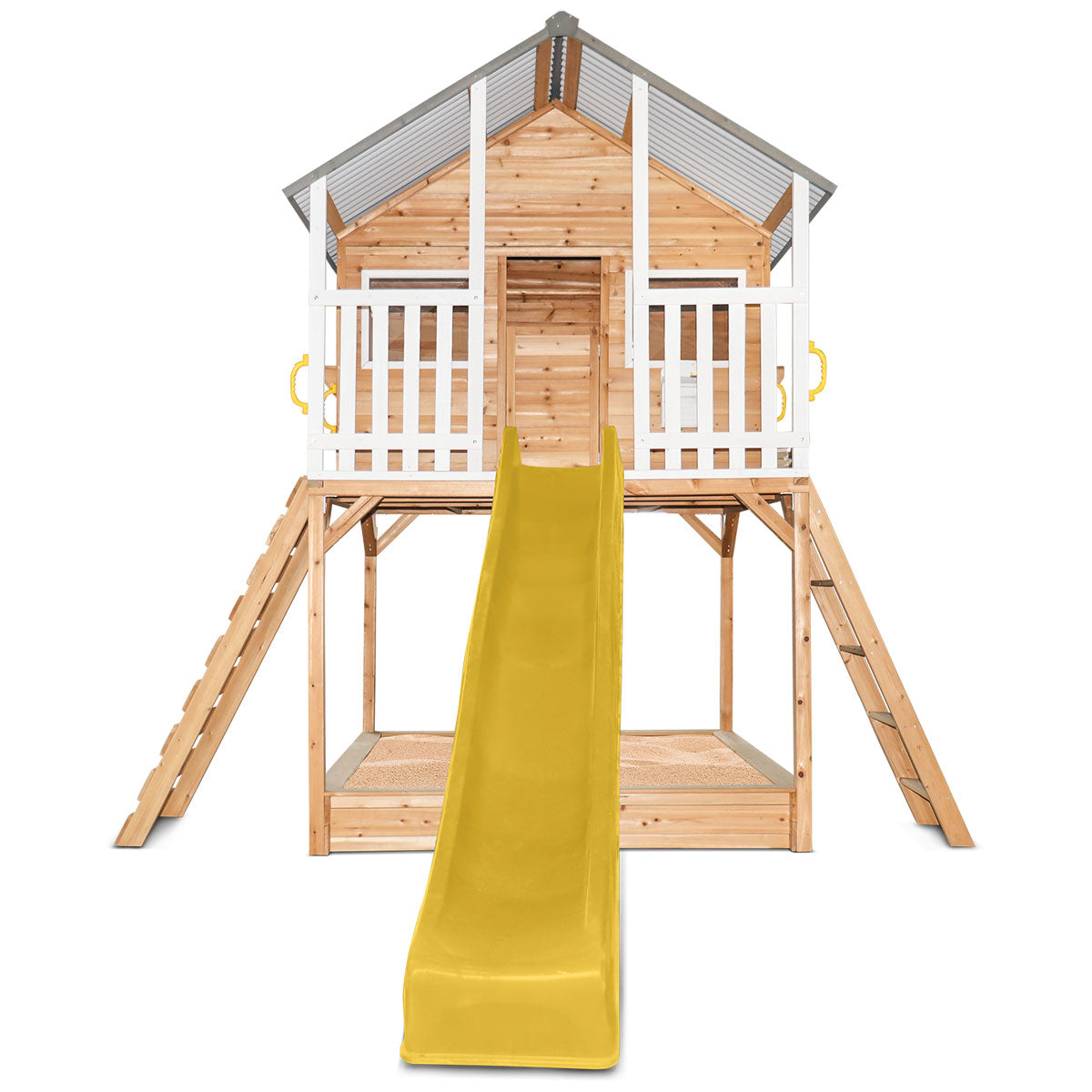 Lifespan Kids Winchester Cubby House with Elevation Platform and Yellow Slide