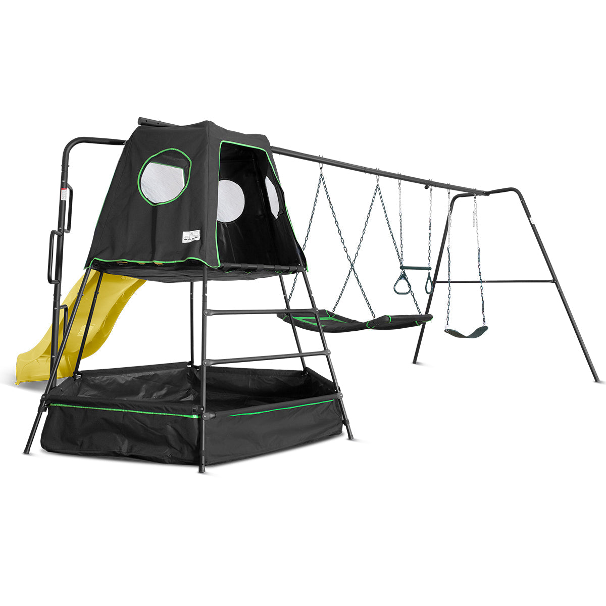 Lifespan Kids Pallas Play Tower with Metal Swing Set in Yellow Slide