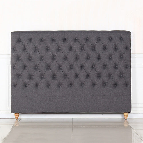 Bed Head King Size French Provincial Headboard Upholsterd Fabric Charcoal