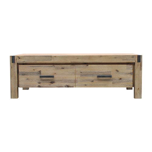 Coffee Table Solid Acacia Wood & Veneer 1 Drawers Storage Oak Colour