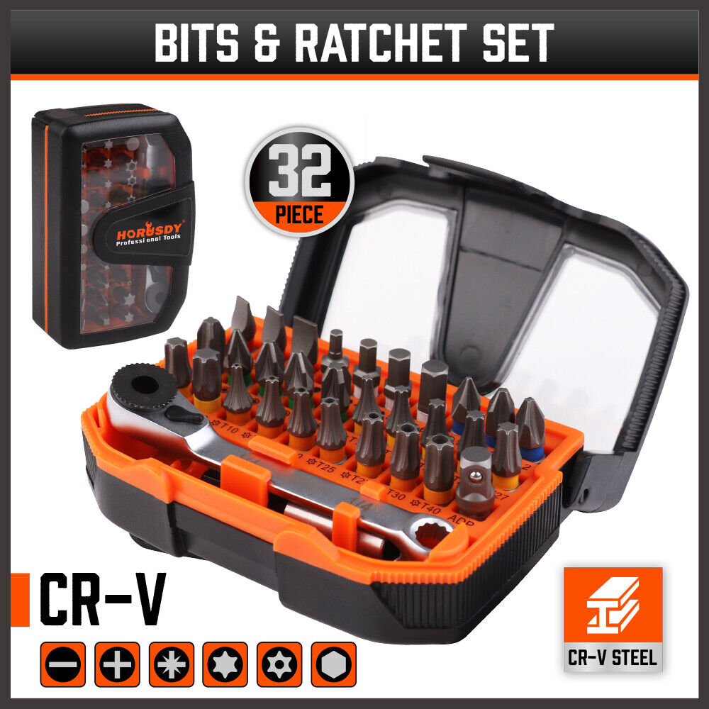 32Piece 1/4" Mini Double Head Screwdriver Bit and Ratchet Set CRV Steel Durable