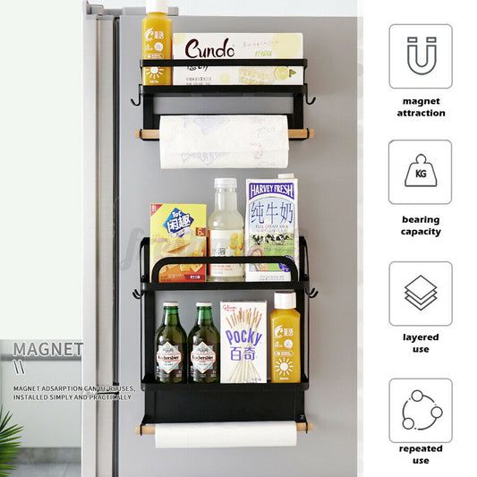 Magnetic Kitchen Fridge Storage Rack Double Layer