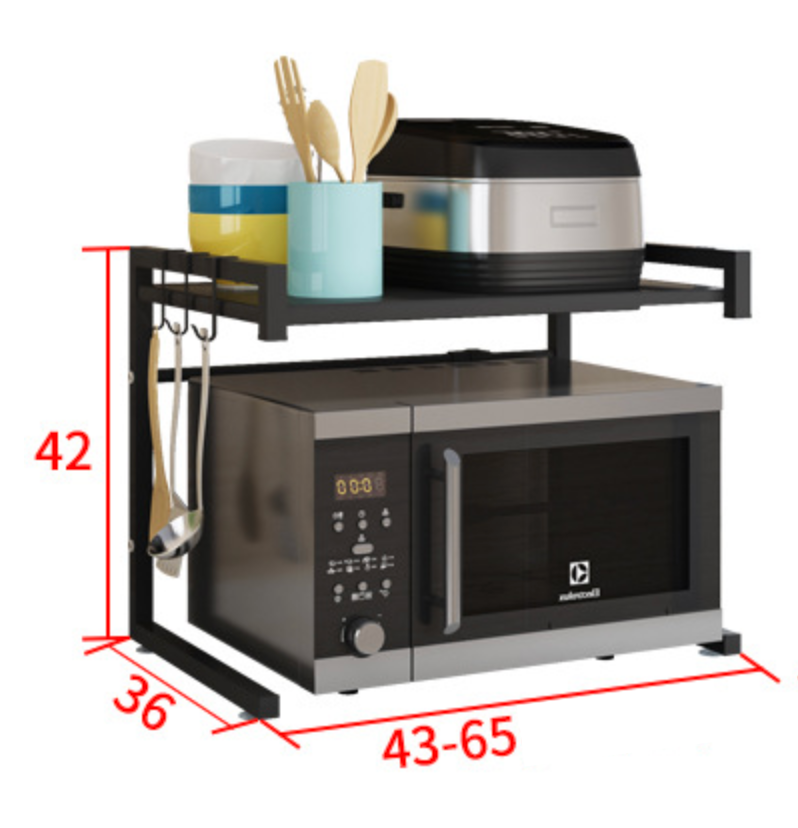 Adjustable Microwave Oven Storage Shelf Black