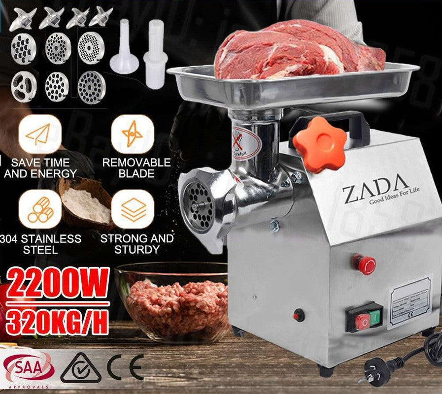 1.63HP Commercial Meat Mincer – Electric Grinder & Sausage Maker Filler, 1200W