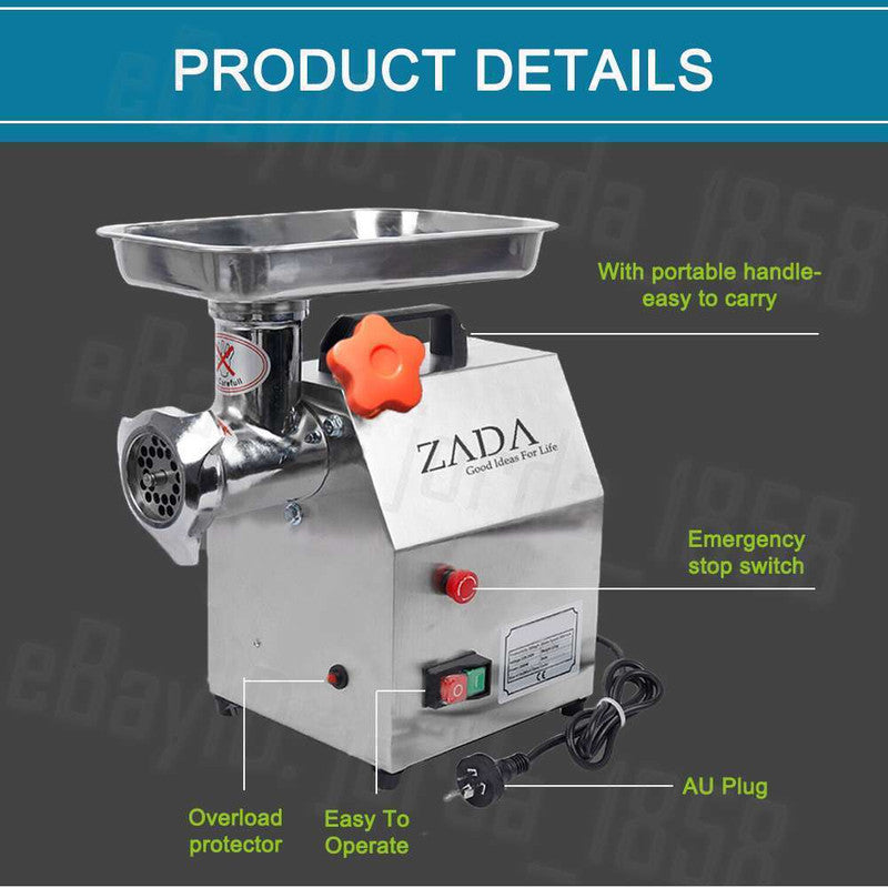 1.63HP Commercial Meat Mincer – Electric Grinder & Sausage Maker Filler, 1200W