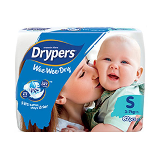 1pk 82 Drypers Baby Wee Wee Dry Nappies Nappy Diapers - Small 3-7Kg Diapers