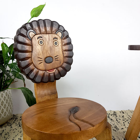 Kids Wooden Chair Lion