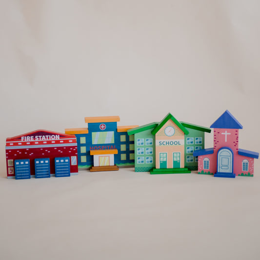 Street buildings set of 4