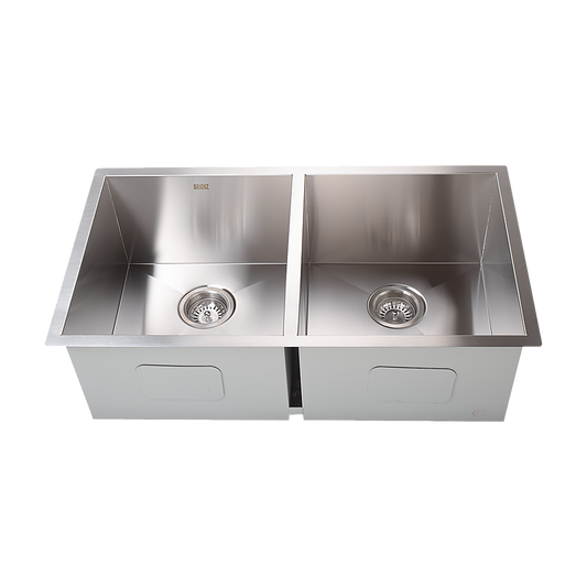 820x457mm Handmade Stainless Steel Undermount / Topmount Kitchen Laundry Sink with Waste