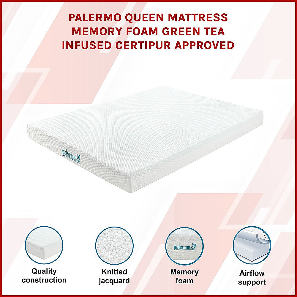 Palermo Queen Mattress Memory Foam Green Tea Infused CertiPUR Approved