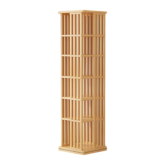 360 Rotating Bookshelf Bamboo Storage Display Rack Shelving in Wood