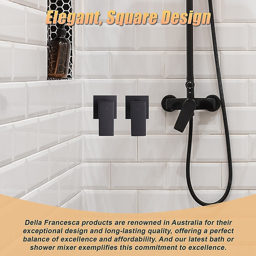 Bathroom Shower Bath Hot and Cold Square Mixer WATERMARK Certified in Black