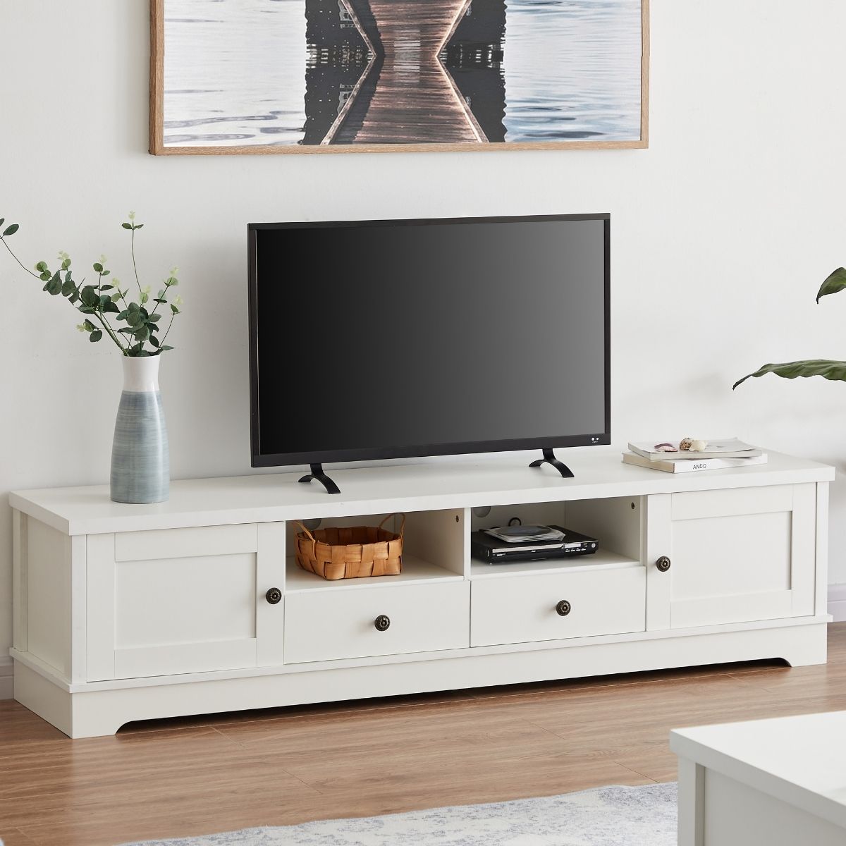 Margaux White Coastal Style 180cm Entertainment Unit