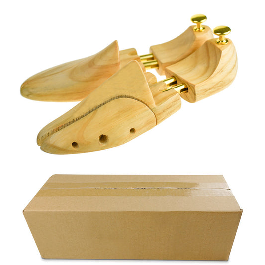 Adjustable Pine Wood Shoe Tree with Brass Knobs, Size EUR 37-38