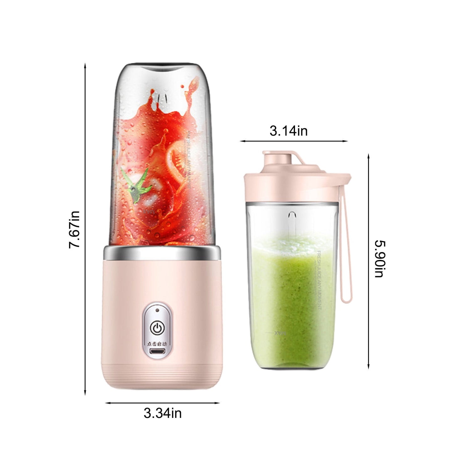 Portable USB Rechargeable Juicer Cup – Compact Pink Blender for Smoothies and Juices