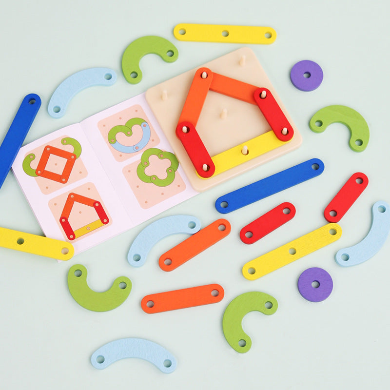 Children's Wooden Two-Player Creative Pegboard - Educational Toy for Number, Color, and Shape Recognition