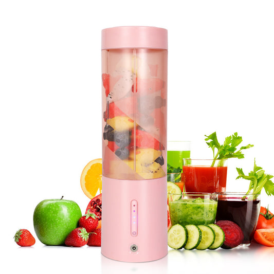 Pink Portable Juicer - Magnetic Charging Fresh Juice Blender, Multifunctional Ice Crushing Fruit Mixer