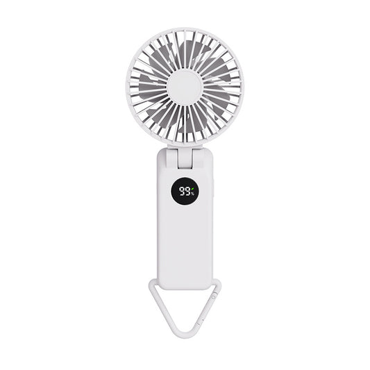 White Portable Handheld Fan with 2000mAh Battery - 3-in-1 Design for Desk, Handheld, and Hanging Use (Model Q3)