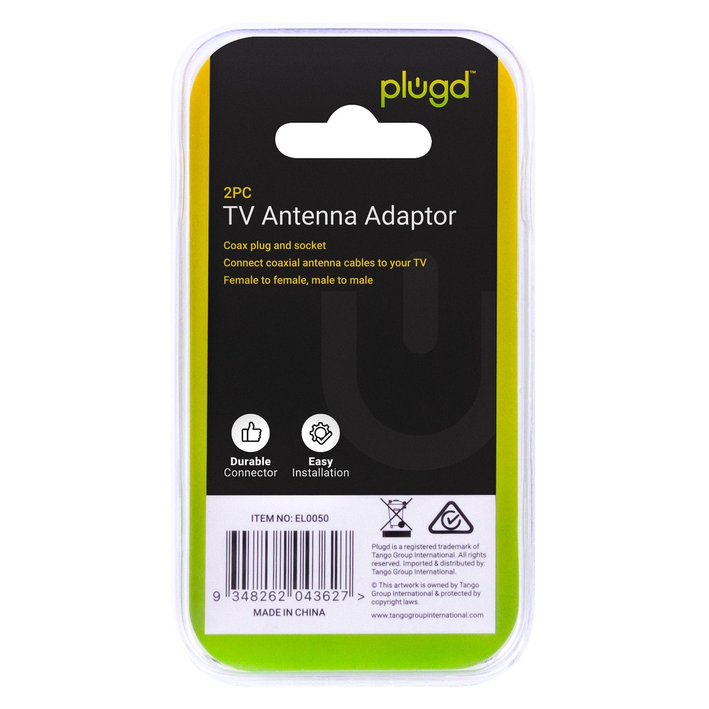 PLUGD 2pc TV Antenna Adaptor