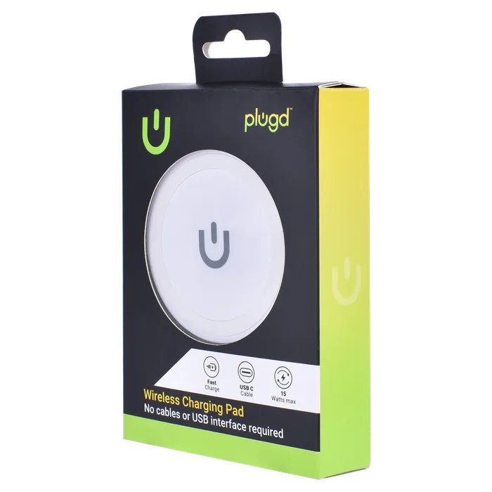 PLUGD 15W USB-C Qi Wireless Charging Pad for iPhone & Android Phones