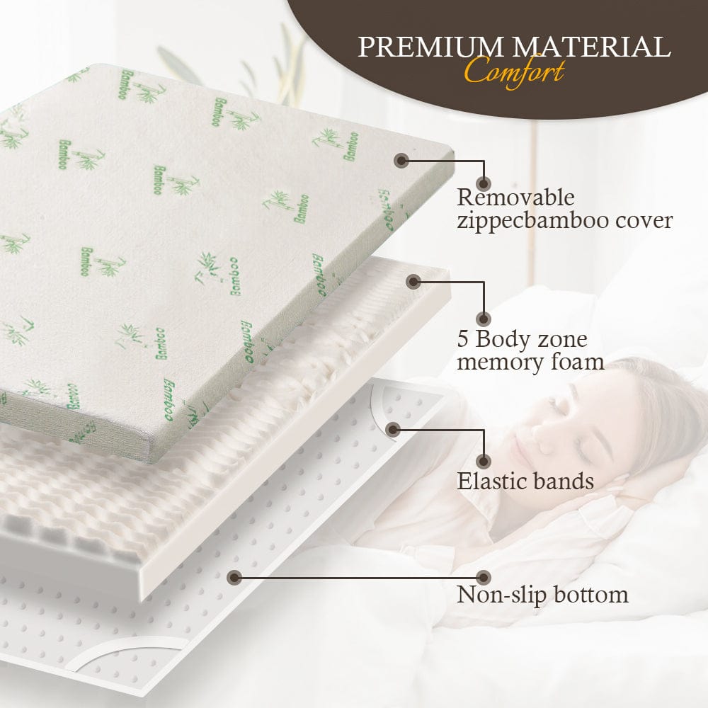 8cm Memory Foam Topper with Bamboo Mattress Cover - Queen