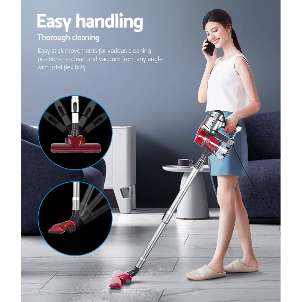 Devanti Stick Vacuum Cleaner Handheld Corded 450W Red