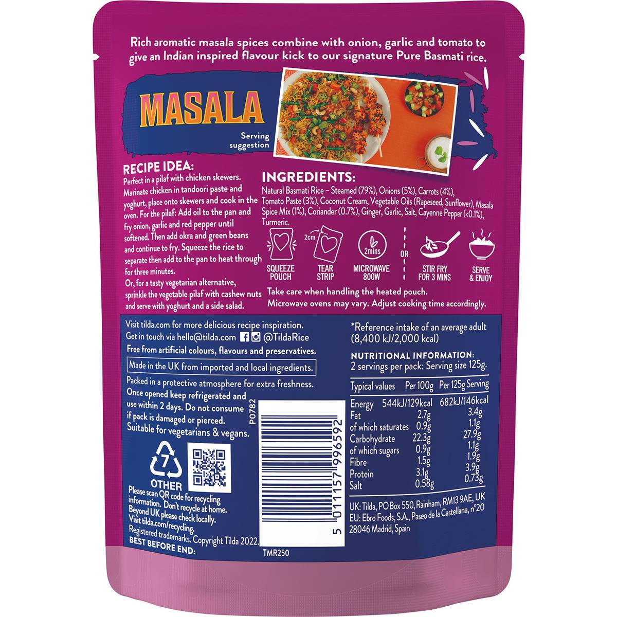 Tilda Masala Basmati Rice Medium 250g