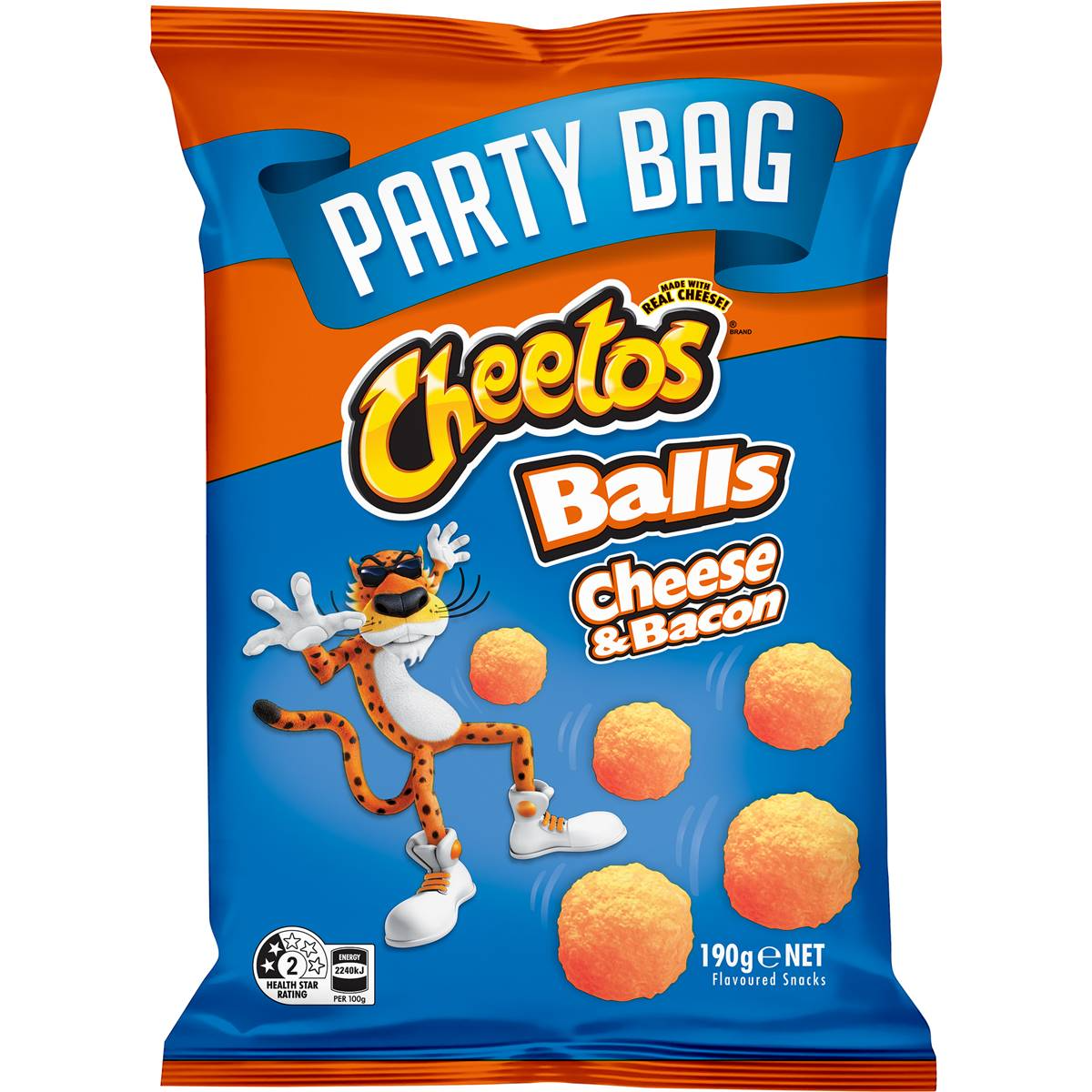 Cheetos Cheese & Bacon Snacks Party Size Bag 190g