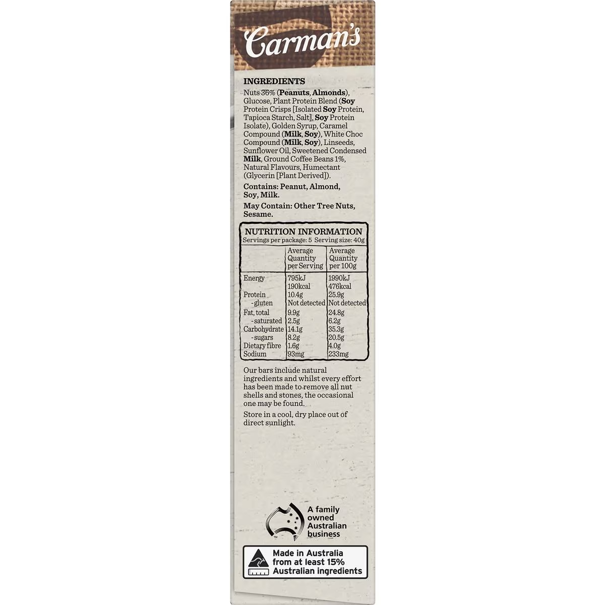 Carman's Protein Bars Iced Coffee Limited Edition 5 Pack